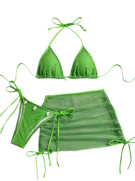 3PC Fishnet Swim Set