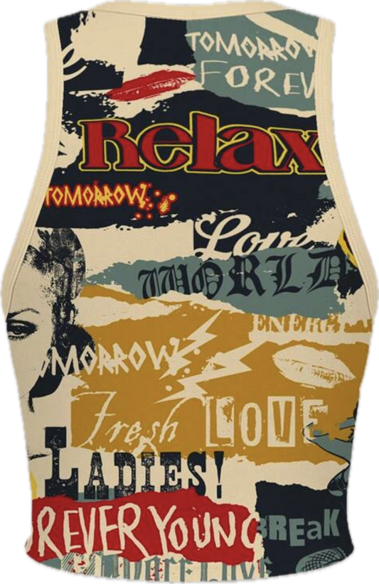 Print Crew Neck Tank Top