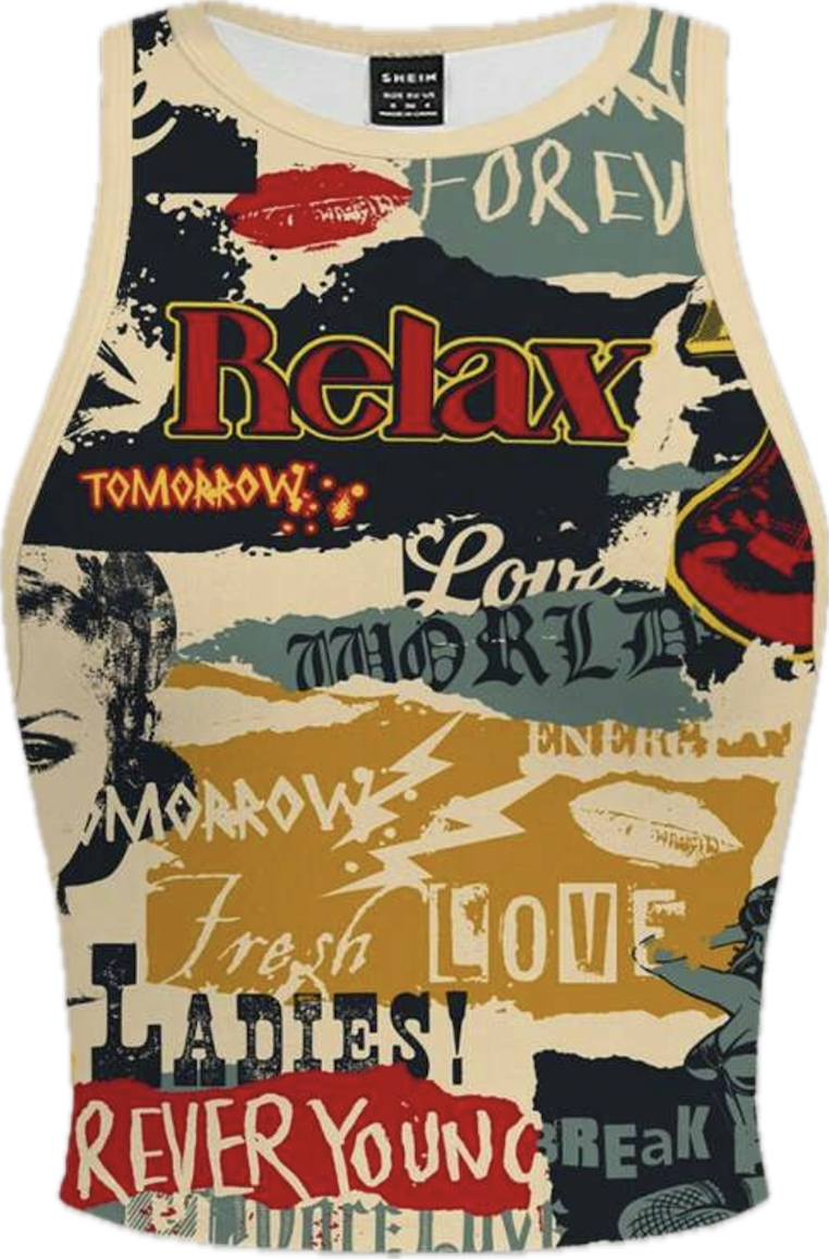 Print Crew Neck Tank Top