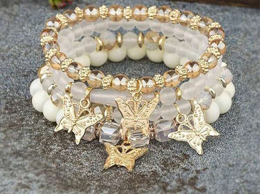 Layered Butterfly Gem Bracelets