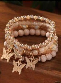 Layered Butterfly Gem Bracelets
