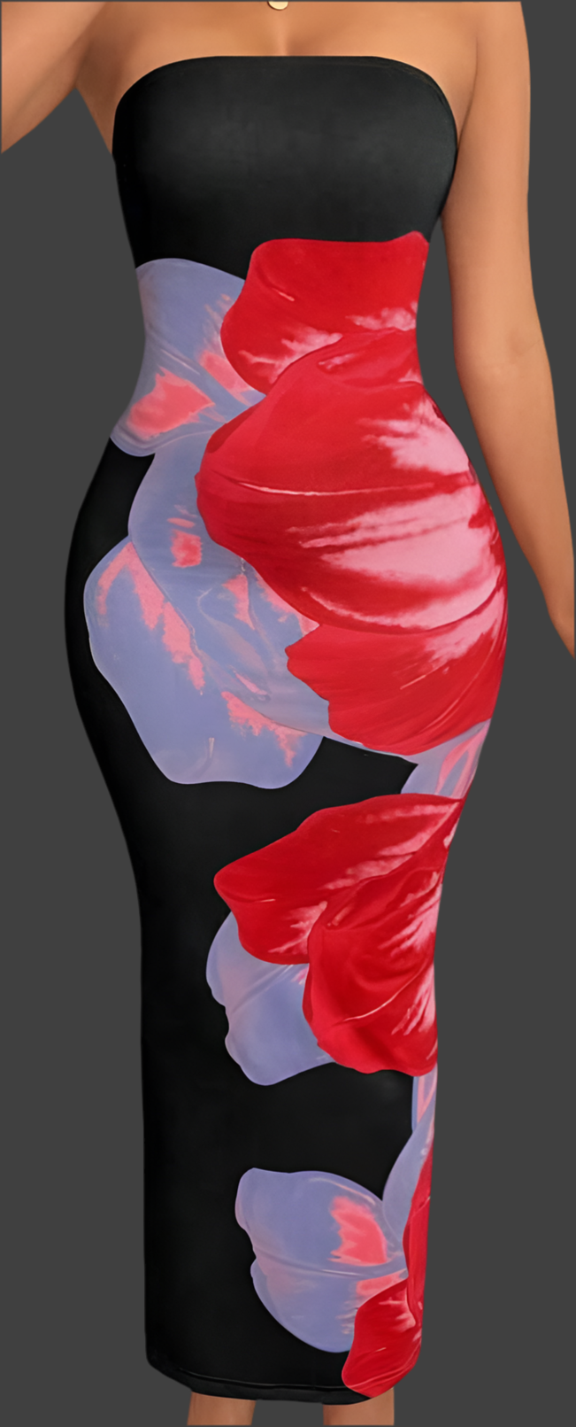 Strapless Floral Dress