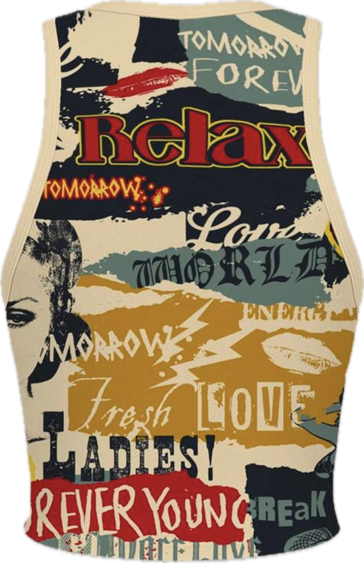 Print Crew Neck Tank Top
