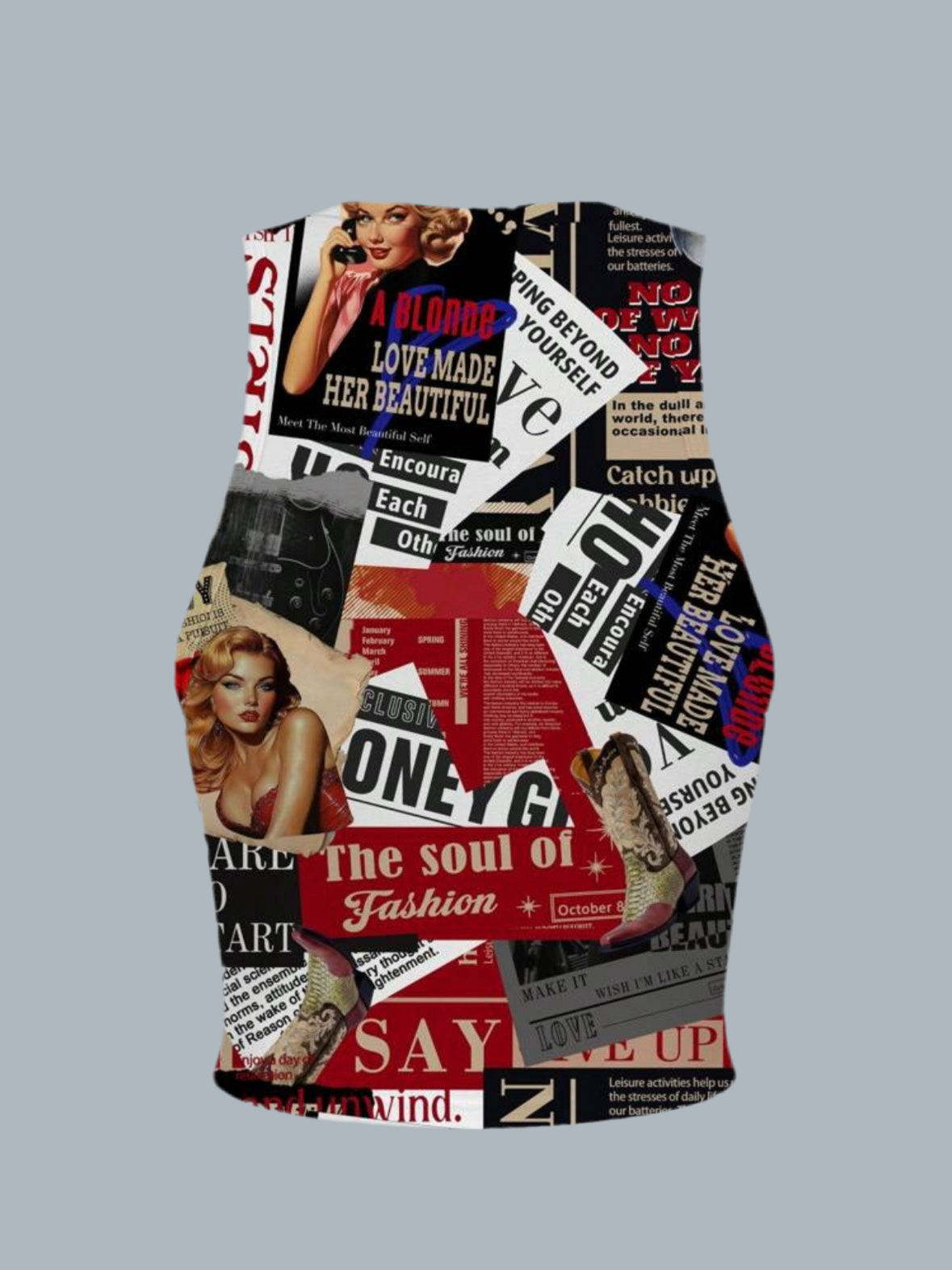 Print Crew Neck Tank Top