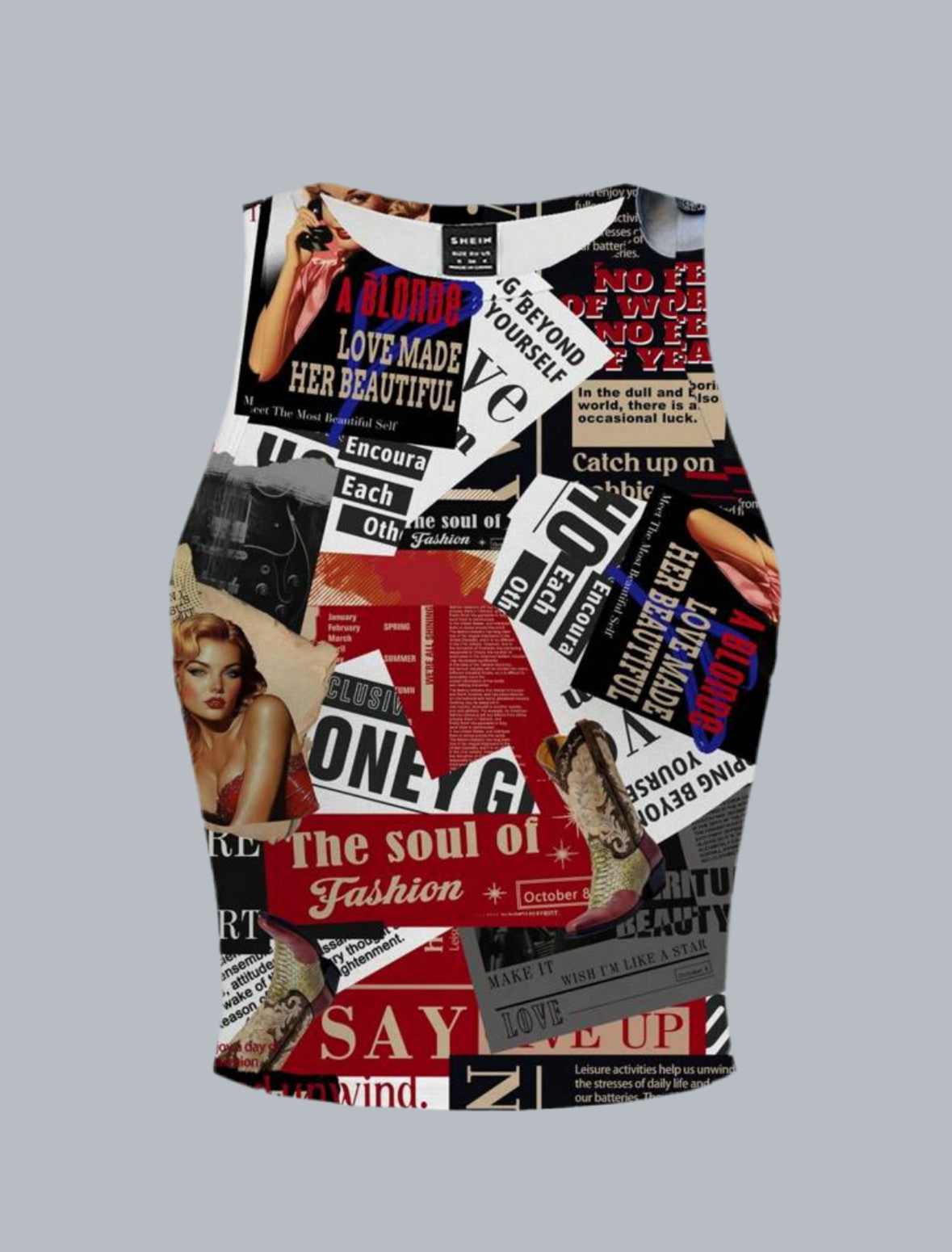 Print Crew Neck Tank Top
