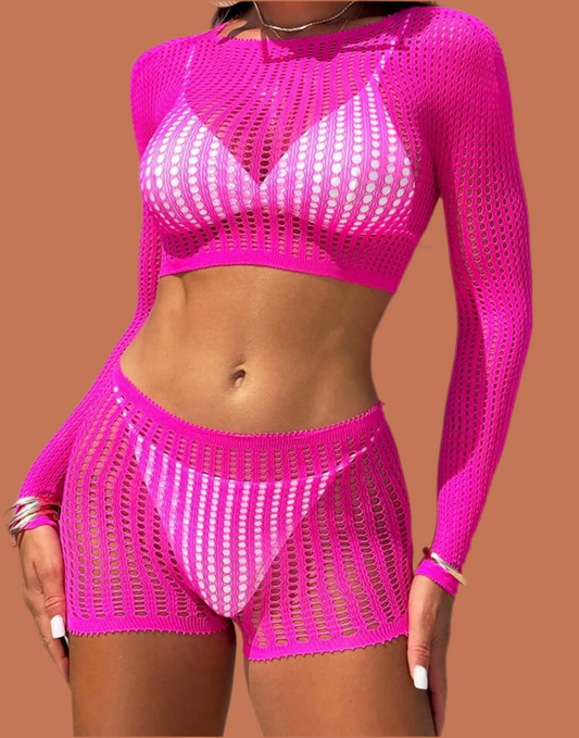 Long Sleeve/Shorts Beach Cover Up