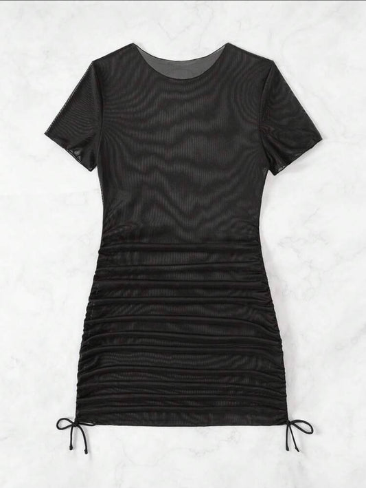 Black Mesh Beach Cover Up