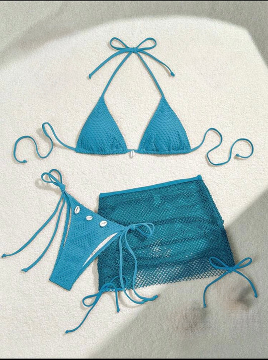 3PC Fishnet Swim Set